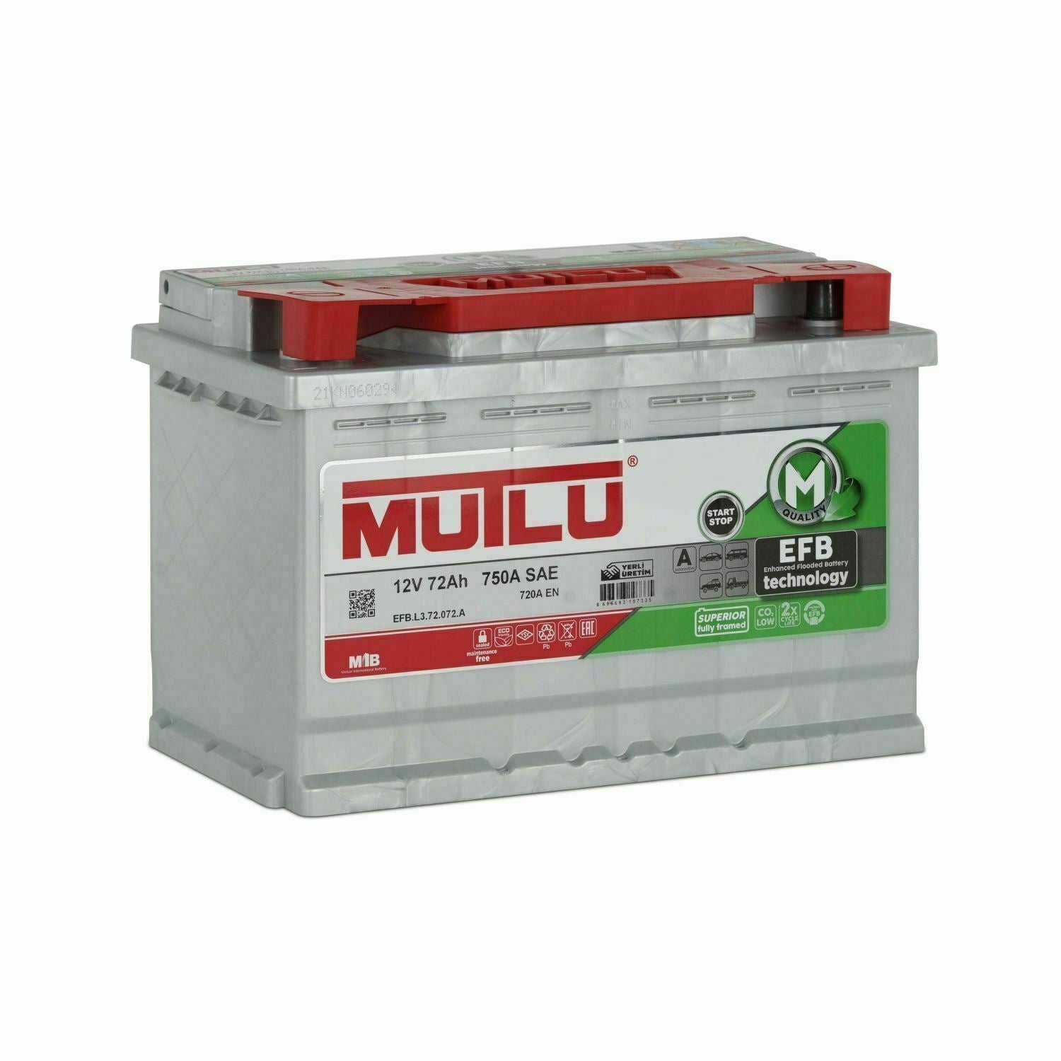 MUTLU Autobatterie EFB 12V 72Ah Start-Stop Batterie ersetzt 70Ah 72Ah 74A
